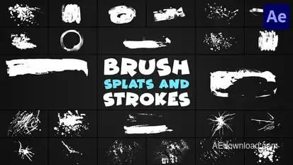 Hand-Made Brush Splats And Strokes | After Effects Elements template preview