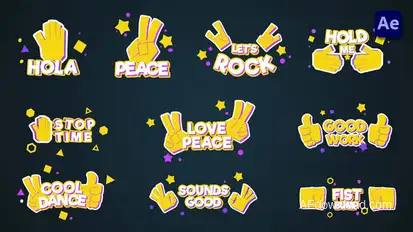 Hands emoji titles [After Effects] Titles template preview