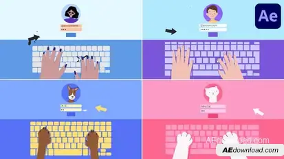 Hands Keyboard Log In Explainer for After Effects Titles template preview