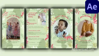 Happy Birthday 4 in 1 Elements template preview