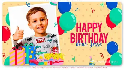 Happy Birthday Dear Jesse Video Displays template preview