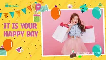 Happy Birthday Slideshow Video Displays template preview