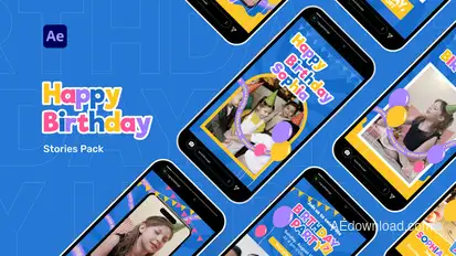 Happy Birthday Stories Pack Video Display After Effect Template Product Promo template preview