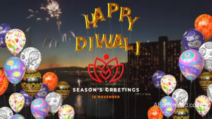 Happy Diwali Balloons Reveal Logo Stings template preview