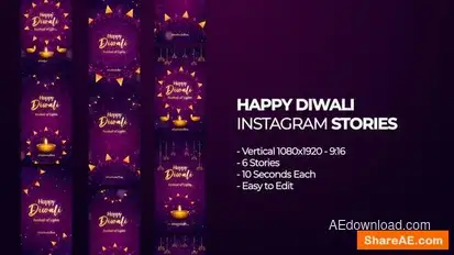 Happy Diwali Instagram Stories Openers template preview