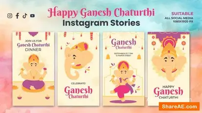 Videohive Happy Ganesh Chaturthi Instagram Stories Openers template preview