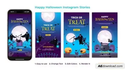 Videohive Happy Halloween Instagram Stories Openers template preview