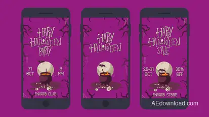 Happy Halloween Social Media Pack 3 in 1 broadcast-packages template preview