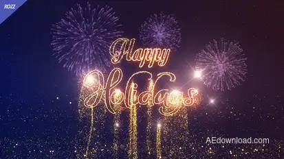 Happy Holidays Gold Line Flares Black Logo Stings template preview