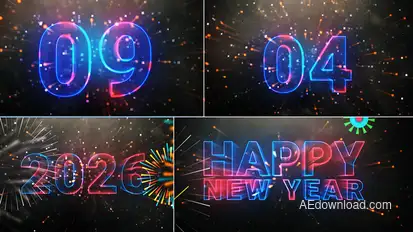 Happy New Year 2026 || Countdown Video Displays template preview