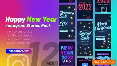 Videohive Happy New Year Instagram Stories broadcast-packages template preview