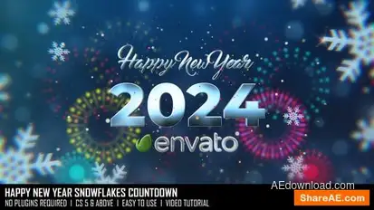 Happy New Year Snowflakes Countdown Openers template preview