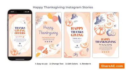Videohive Happy Thanksgiving Instagram Stories 54909044 Elements template preview