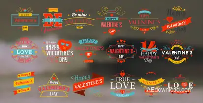Happy Valentine's Day Badges Pack Openers template preview