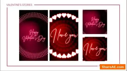Happy Valentines Day Greeting Card + Stories Openers template preview