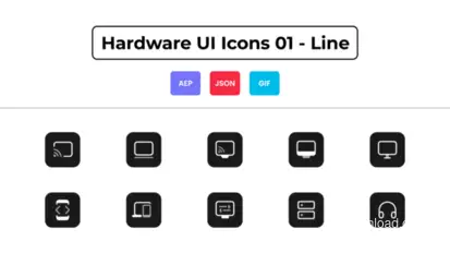 Hardware UI Icons 01 - Line Elements template preview