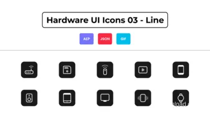 Hardware UI Icons 03 - Line Elements template preview