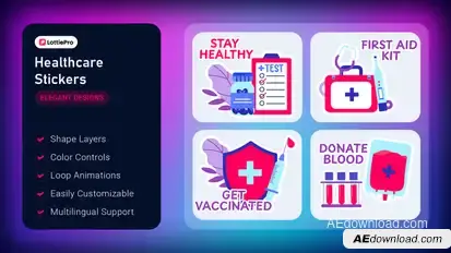 Healthcare Stickers Elements template preview