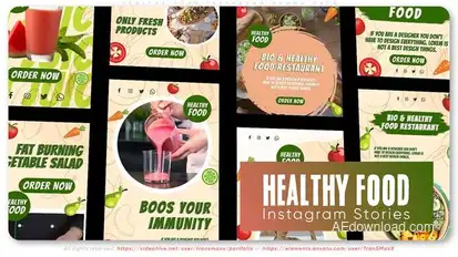 Healthy Food Instagram Promo Pack Video Displays template preview