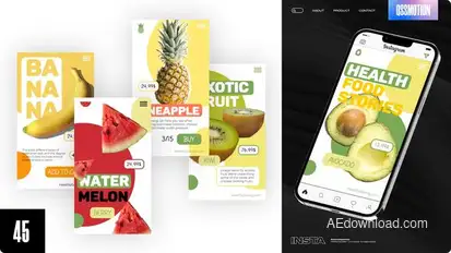 Healthy Food Instagram Stories Video Displays template preview