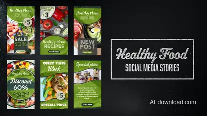 Healthy Food Social Media Stories Infographics template preview