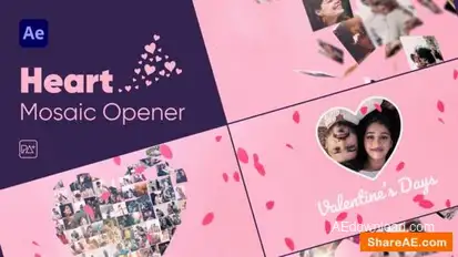 Heart Mosaic Opener For After Effects Openers template preview