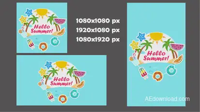 Hello Summer Intro Video Displays template preview
