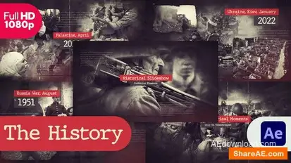 Historical Slideshow / Vintage Documentary / Old Memories Photo Album Openers template preview