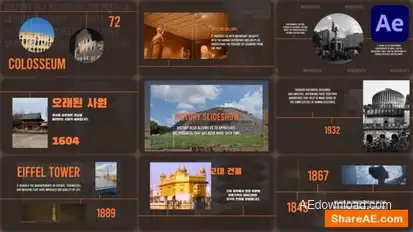 History Slideshow for After Effects Openers template preview