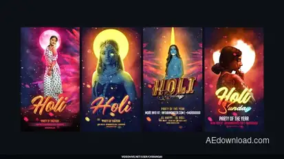 Holi Stories Video Displays template preview