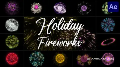 Holiday Fireworks for After Effects Elements template preview