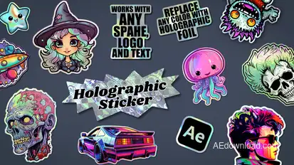 Holographic Sticker Elements template preview