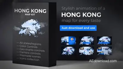 Hong Kong Animated Map - Hong Kong Region of the Peoples Republic of China Logo Stings template preview