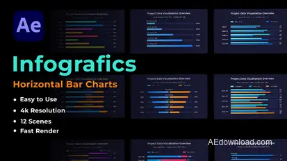 Horizontal Bar Charts Infographics template preview