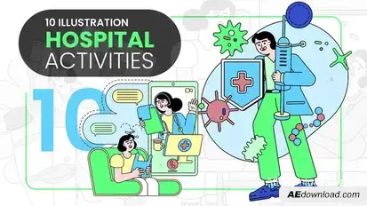 Hospital Activities Animated Ilustration Elements template preview