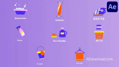 House Cleaning Icons And Titles for After Effects Titles template preview