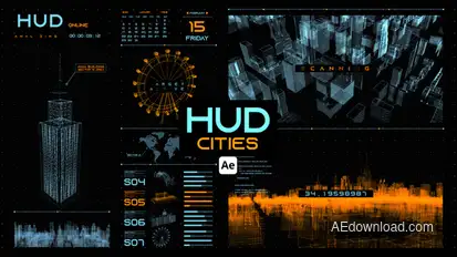 HUD Cities for After Effects Infographics template preview