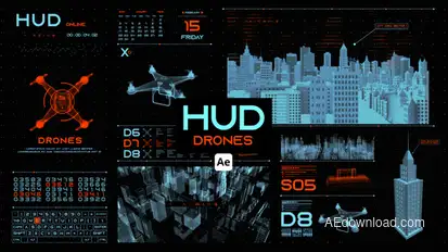 HUD Drones for After Effects Infographics template preview