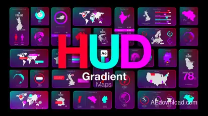 HUD Gradient Maps Infographics template preview