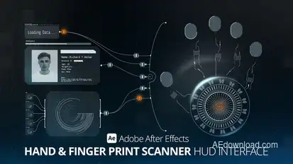 HUD Interface Hand & Finger Print Scanner Ae Infographics template preview