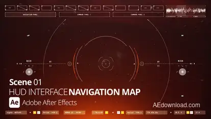 HUD Interface Navigation Map 01 Ae Infographics template preview