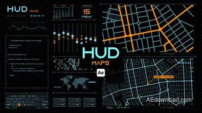 HUD Maps for After Effects Infographics template preview