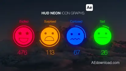 HUD Neon Icon Graphs Infographics template preview