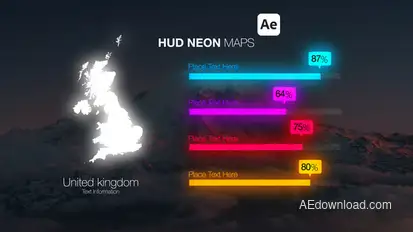 HUD Neon Maps Infographics template preview