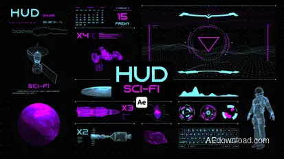 HUD Sci-Fi for After Effects Infographics template preview