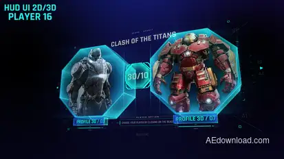 HUD UI 2d/3d Player 16 Elements template preview