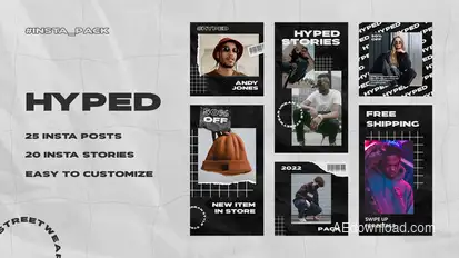 Hyped - Streetwear Instagram Posts & Stories Pack Product Promo template preview