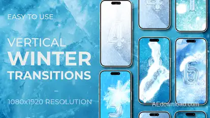 Ice Frost Snowflakes Christmas Vertical Transitions Elements template preview