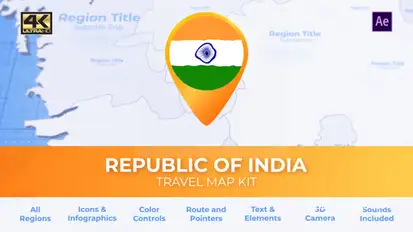 India Map - Republic of India Travel Map Video Displays template preview