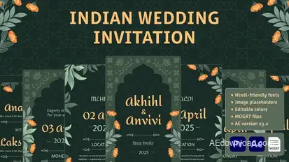 Indian Wedding Invitation Video Displays template preview
